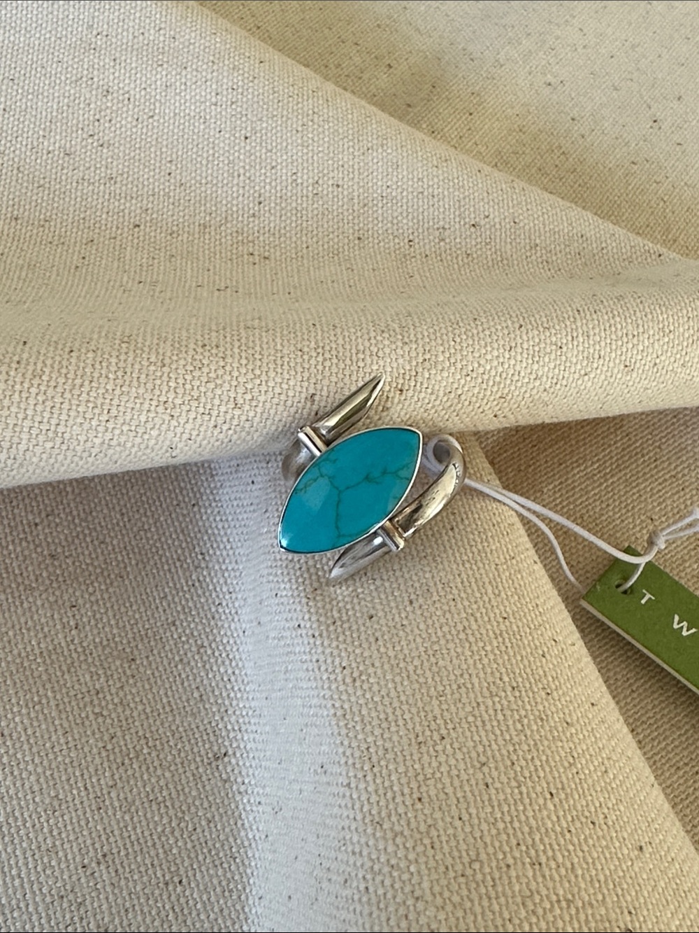 Tweeds Reversible Abalone & Turquoise Marquise Sterling Silver Ring